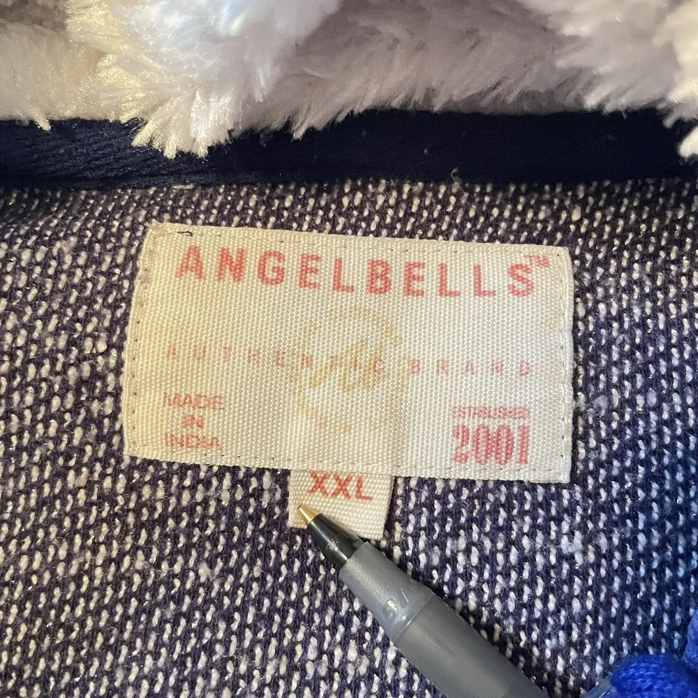 Angelbells Paisley Floral Zip Up Hoodie Kids XXL Blue Sherpa Lined Sweatshirt